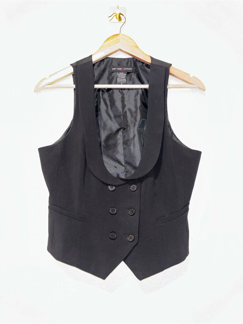 Vintage Y2K New York & Company Black Tailored Vest Size 6